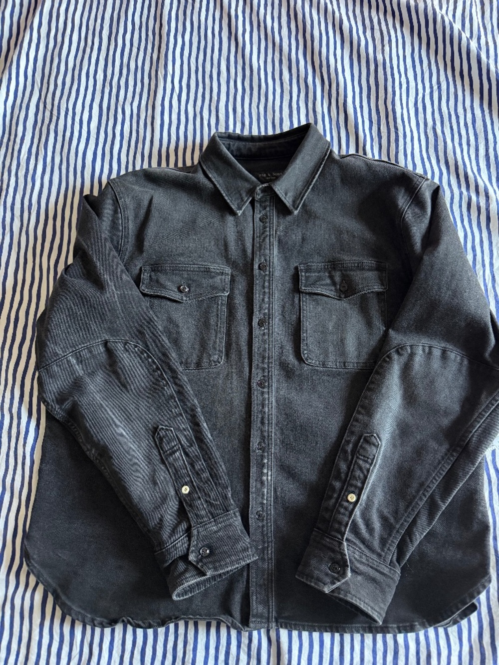 Rag & Bone Men black denim shirt jacket shacket Rag and Bone please read